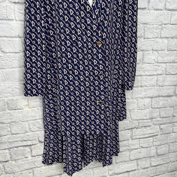 Vintage Liz Roberts Drop Waist Dress Modesty Inset 2 Piece Navy Blue Size 16/XL - Picture 3 of 8